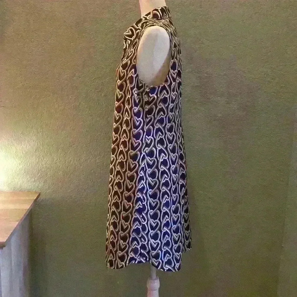 WOMEN'S CABI Heart Chain Print Sleeveless Shirt Dress Medium 90s Y2K Boho - Picture 11 of 15